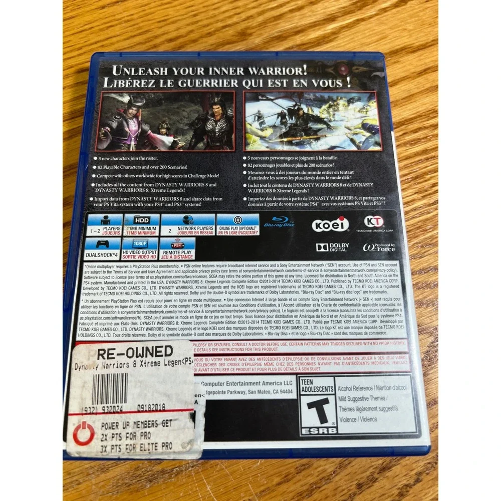 Dynasty Warriors 8 Xtreme Legends Complete Edition Sony PS4 Koei Tecmo 2014